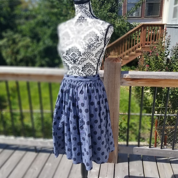 Modcloth Gray and Black Polka Dot Skirt - Picture 2 of 6